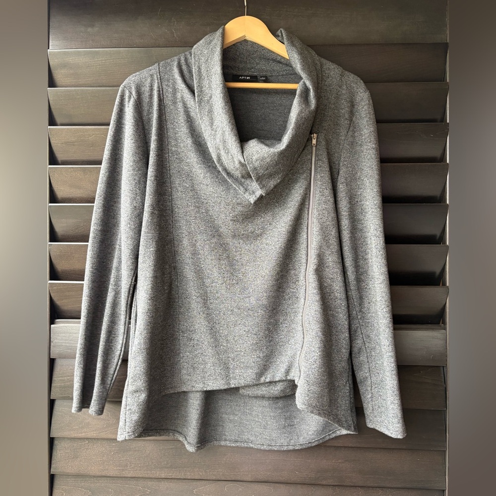 APT 9 Grey Large Moto Style Full Zip Jacket